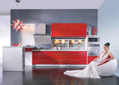 China Tranditional Chinese Red Modern Kitchen Cabinets , Closeout Kitchen Cabinets for sale