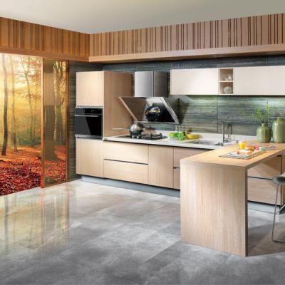 China Modern Design Laminated Wood Kitchen Cabinets , Built In 3d Drawing Kitchen Cabinets for sale