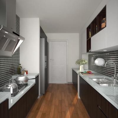 China Custom U Shapes Kitchen Cabinets Laminate Finish With Soft Closing Slider Basket for sale