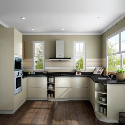 China High Gloss Laminate Solid Wood Kitchen Cabinets , Open Shelf Kitchen Island Cabinets for sale