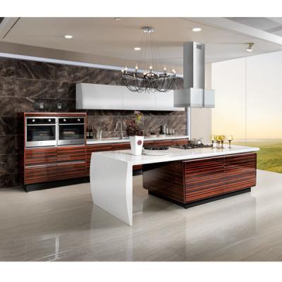 China Marble Countertop Closeout Wood Veneer Kitchen Cabinets , Rosewood Kitchen Cupboards for sale