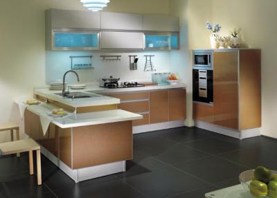 China Italian Design UV Modular Kitchen Cabinets With Aluminium Handle Flat Door for sale