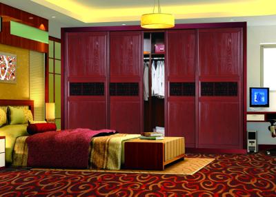 China Red High Gloss Bedroom Furniture Wardrobes Sliding Doors 4 Door Classic for sale