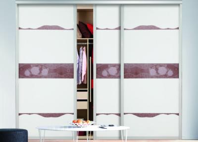 China White Glass Sliding Door Wardrobes Aluminium Frame Modern Bedroom Design for sale