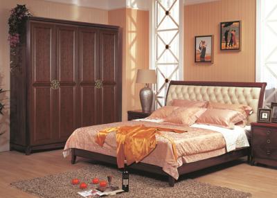 China PVC Finish European Style Hinged Wardrobes , Solid Wood Bedroom Clothing Wardrobe Furniture for sale