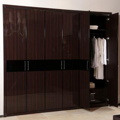 China High Gloss Fitted Black Walk In Closet Cabinets / Wardrobes Simple Design Drawings for sale