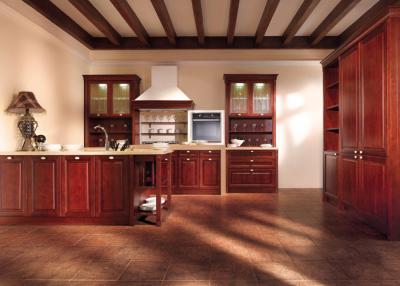 China Custom Red Solid Wood Kitchen Cabinets , French Country Kitchen Cabinets for sale