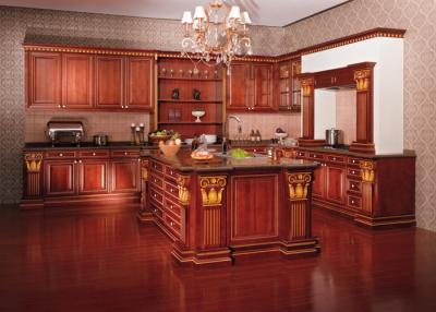 China European Style Hardwood Solid Wood Kitchen Cabinets Wall Mounted Traditional for sale