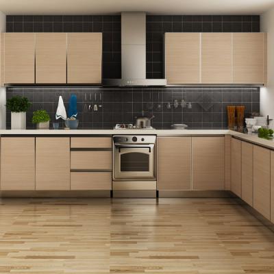 China Modern Stainless Steel Melamine Kitchen Cupboards , L Shaped Pull Out Kitchen Units for sale