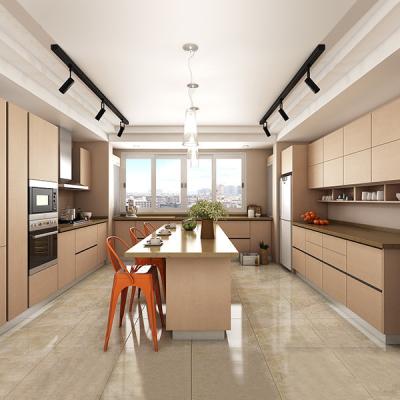 China Custom Painting Over Melamine Kitchen Cabinets With Quartz Countertops for sale