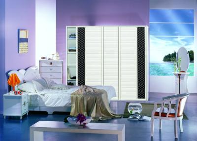 China Pure White Aluminium Frame Bedroom Wardrobes With Sliding Doors And Drawers for sale