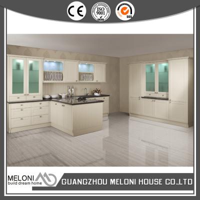 China White Modern Customized MDF Board Thermofoil Kitchen Cupboards With Stove for sale