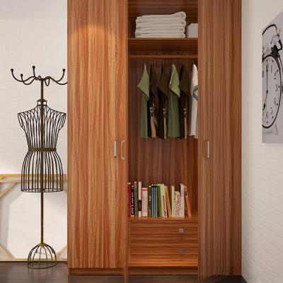 China Bedroom Three Door Wood Color Wardrobe With Shelves / Hinges / Clothes Hanger for sale