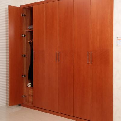 China Wine Red Five Open Hinged Door Wardrobes With Drawer / Clothes Hanger Eco - friendly for sale