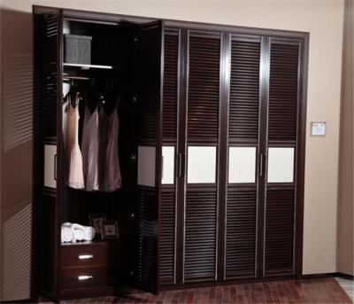 China Black / White Hinged Door Wardrobes MDF Board Carcase Five Door Customized Size for sale