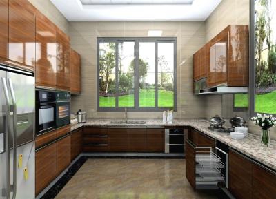 China Custom U Shape High Gloss Lacquer Kitchen Cabinets With Granite Countertop for sale