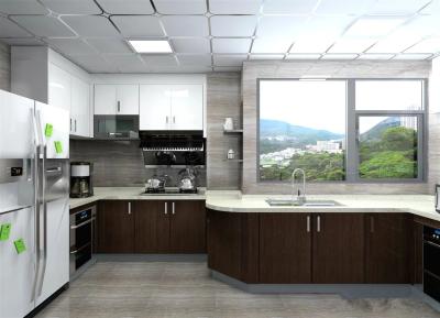 China Modern Black / White Painting Wood Veneer Kitchen Cupboards Big Size For Home for sale