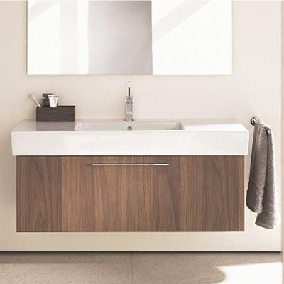 China Hotel Customized Drawers Wood Grain Bathroom Vanity Units With Sink / Tap for sale