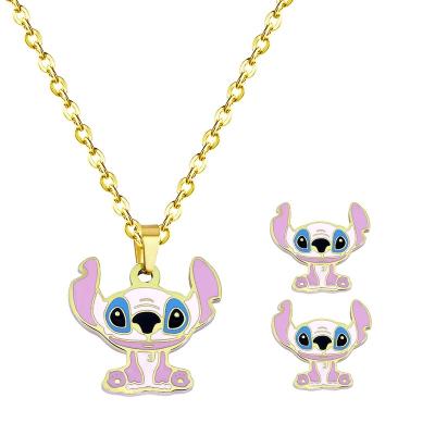 China BOHEMIA factory direct sale kids cartoon stainless steel jewelry cheap gold plated dot necklace set for sale