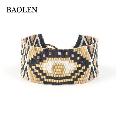 China Stainless Steel Miyuki Unique Bohemian Tassel Big Eye Bracelet For Ladies Ethnic Style Bead Bracelet Handmade Jewelry for sale