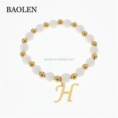 China Wholesale Stainless Steel Factory Price Women Letter Alphabet H Name Gift Jewelry DIY Seed Bead Bracelet for sale