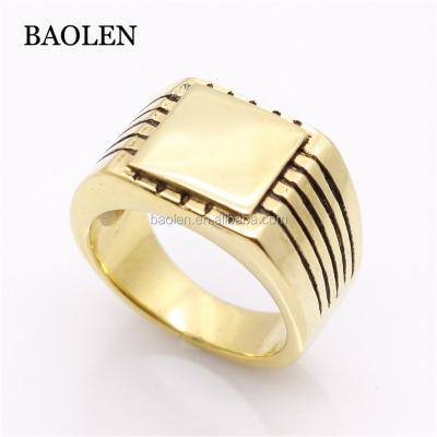 China High Polished Solid CLASSIC Mens Ring 316L Stainless Steel Biker Mens RingGold Color Unisex Jewelry for sale