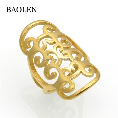 China Hiphop Bulk Sale Fashion Gold Color Stainless Steel Ring For Women Big Petals Design New Exaggerated Ring Fashion Jewelry Wholesale for sale