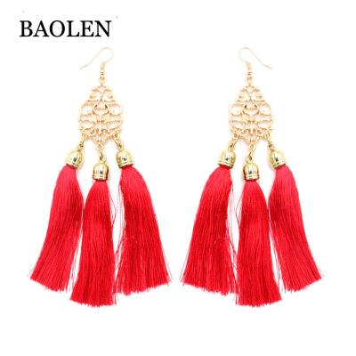 China New Year Gift ALLOY Earrings Boho Style Jewelry Tassel Pattern Drop Triangle Earring Simple Long Tassel Rope Fringe Earrings Women for sale