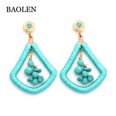 China Hot Selling ALLOY in Russian Cloth Fan Long Circle Tassel Pattern Drop Earring Bohemian Tassel Earrings Women Jewelry for Women Party for sale