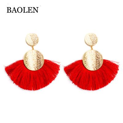 China Borla 2018 ethnic red fringed flecos de pendientes jewelry Boho long tassel earrings ALLOY long vintage earrings women for sale