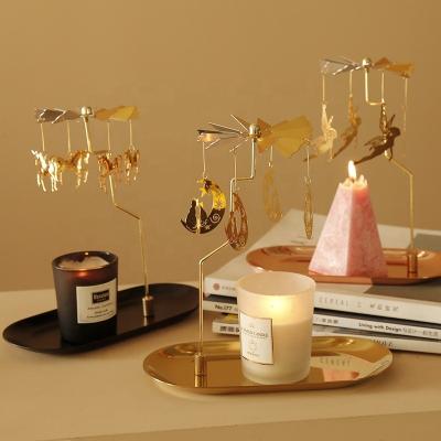 China Nordic Instituto Statistical Table Decorative Wedding Golden Rotating Candlestick Holder Set for sale