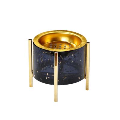 China Resin Chinese Simple Modern Decorative Censer Burner Marble Bracket Golden Incense Single Incense Holder for sale