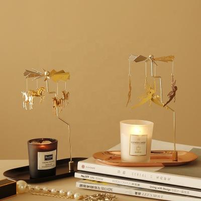 China Europe Romantic Heat Metal Tealight Carousel Rotating Rotating Candle Holder for sale