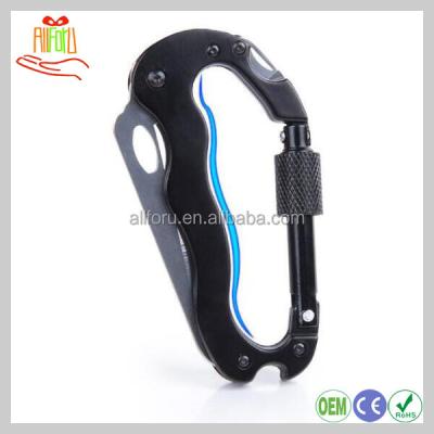 China Camping Hiking Climbing Survival Gear Screwgate Carabiner Knife Tool, Aluminum Multi Tool Carabiner With Knife. for sale