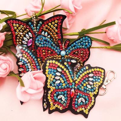 China New Classic/Postmodern Butterfly Color Diamond Painting Keychain Key Chain Diamond Mosaic Bag Pendant Handmade For Woman Jewelry Keyring for sale