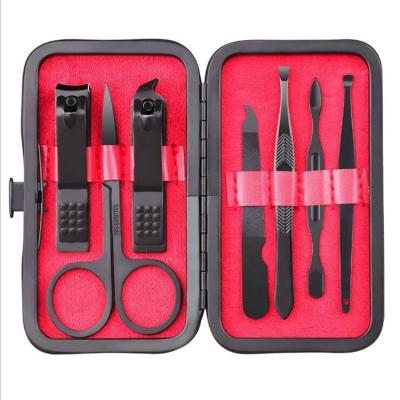 China High Quality Nail Clipper Set Manicure Set 7pcs Stainless Steel Toe Nails Scissor Kit Professional High Quality Black Set for sale