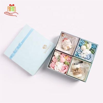 China Soap flower rose creative soap flower box with scented candles for girlfriend for sale