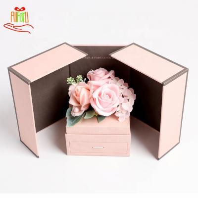 China Soap Flower Rose Valentine's Day Gift Romantic Artificial Soap Flowers With Trinket Box for sale