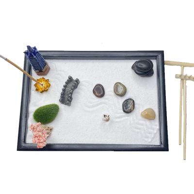 China Japan Sanding Table Desk Japanese Zen Garden Set Rock Garden Fairy Garden Set Miniatures Tools for sale