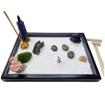 China Japan Fengshui Home Decor Offices Meditation Fairy Garden Set Miniatures Mini Zen Gardens Kit Set For Office for sale