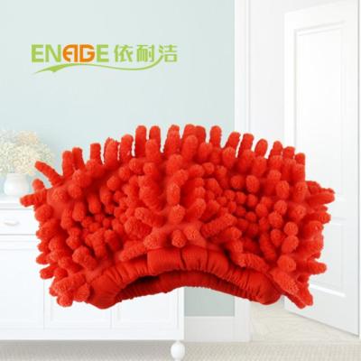 China Wholesale custom sustainable shaggy chenille mop red color microfiber Korea cleaning cloth in roll for sale