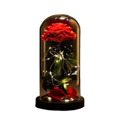 China Everlasting Love Rose Glass Gift Wholesale Beauty Preserved Bear Eternal Roses Forever Flower Acrylic Jewelry Box for sale