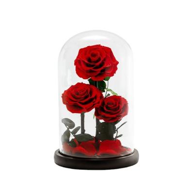 China Deluxe version of the firmament glass jar rose 9-10Cm Bear Confession Gift Box Wholesale Artificial Eternal Preserved Rose Flower for sale