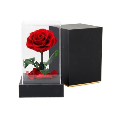 China Romantic Gorgeous Preserved Roses Novelty Design Mom Forever Acrylic Jewelry Preserved Rose Flower In Gift Boxes Eternal Heart for sale