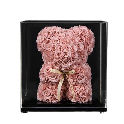 China Lovely Bear Custom Luxury Unfade Rose Jewelry Reasonable Price 99 Roses Eternal Flower Gift Box for sale