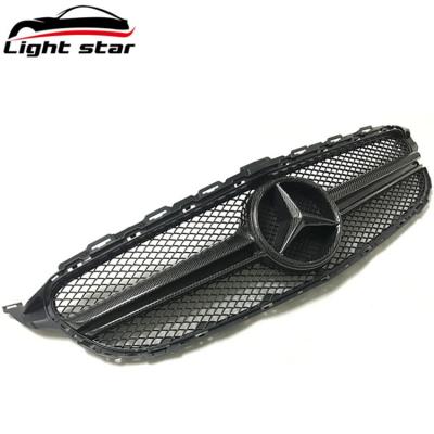 China Hot Selling Plastic Car Front Grill For Mercedes Benz W205 C Class W205 Modified Carbon Fiber Modified AMG Gypsophila Carbon for sale