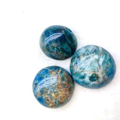 China China crystals wholesale natural bulk quartz stone polished blue apatite healing palm stone for home decor for sale