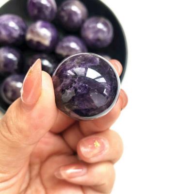 China China New Arrival Small Natural Reiki Quartz Stone Carving Open Chevron Dreamy Amethyst Crystals Ball Sphere Healing For Lslamic Gift for sale