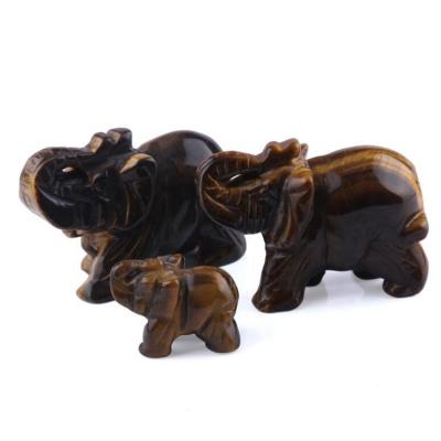 China China Hot Sale Crafts Tiger Eye Quartz Stone Crystal Carved Animal Elephant For Healing Gifts for sale