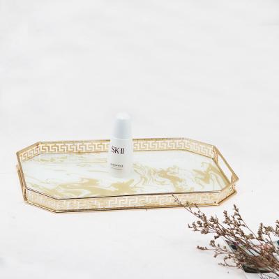 China Wholesale Beautiful Elegant Home Decor Jewelry Tray Luxury Metal Gold Display Tray Jewelry Tray for sale